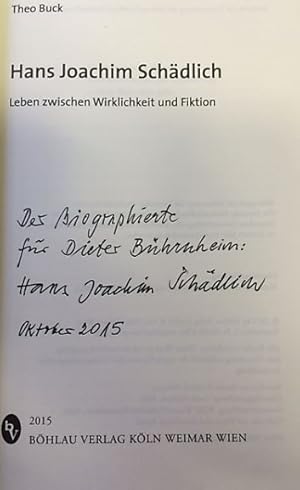 Bild des Verkufers fr Hans Joachim Schdlich. Leben zwischen Wirklichkeit und Fiktion. zum Verkauf von Bhrnheims Literatursalon GmbH