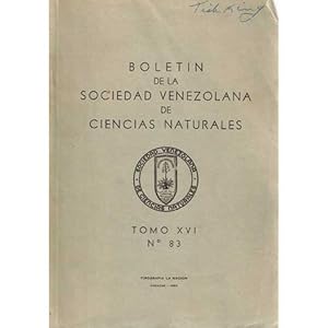 Imagen del vendedor de Boletin De La Sociedad Venezolana De Ciencias Naturales TOMO XVI, No. 83 a la venta por Buteo Books