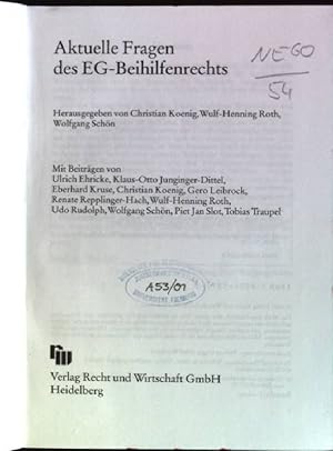 Bild des Verkufers fr Aktuelle Fragen des EG-Beihilfenrechts Abhandlungen aus dem gesamten Brgerlichen Recht, Handelsrecht und Wirtschaftsrecht; 69 zum Verkauf von books4less (Versandantiquariat Petra Gros GmbH & Co. KG)