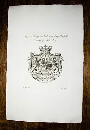 Kupferstich-Wappen von Tyroff. Wappen des Herzogs von Sachsen-Coburg-Saalfeld, Fürsten zu Lichten...