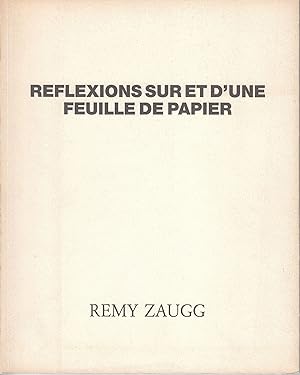 Bild des Verkufers fr Reflexions Sur Et D'Une Feuille De Papier . zum Verkauf von Stefan Schuelke Fine Books