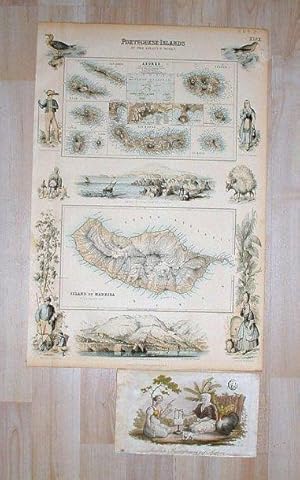 Image du vendeur pour Portuguese Islands in the Atlantic Ocean: 2 Karten auf einem Blatt mit allen 10 azorischen Inseln sowie Madeira, umgeben von 10 Einzelansichten. mis en vente par Antiquariat Knll