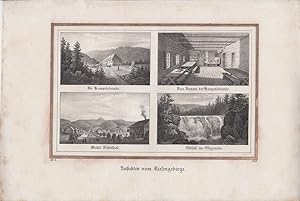 Orig- Lithographie - "Ansichten vom Riesengebirge" 4 Ansichten auf 1 Blatt - Schlesien -