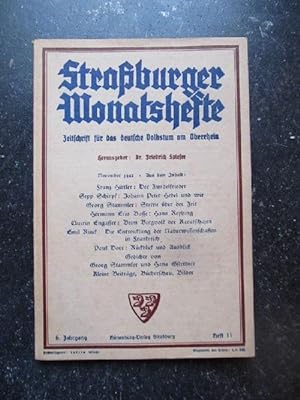 Straßburger Monatshefte 6. Jahrgang Heft 1 (Zeitschrift für das deutsche Volkstum am Oberrhein)