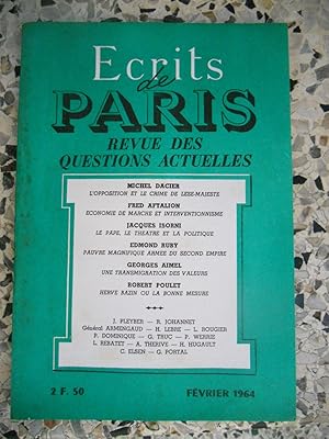 Seller image for Ecrits de Paris - Revue des questions actuelles - N. 212 - Fevrier 1964 for sale by Frederic Delbos