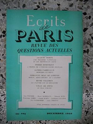 Seller image for Ecrits de Paris - Revue des questions actuelles - N. 177 - Decembre 1959 for sale by Frederic Delbos