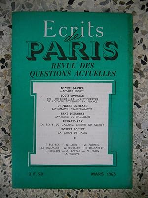 Imagen del vendedor de Ecrits de Paris - Revue des questions actuelles - N. 213 - Mars 1963 a la venta por Frederic Delbos