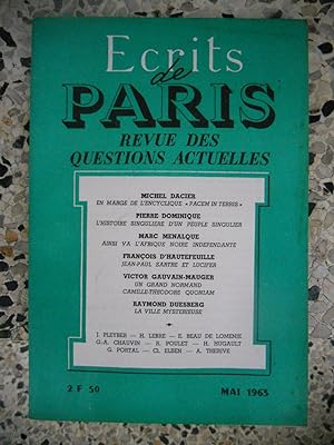 Bild des Verkufers fr Ecrits de Paris - Revue des questions actuelles - N. 215 - Mai 1963 zum Verkauf von Frederic Delbos