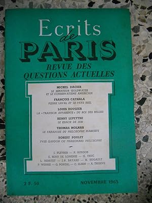 Bild des Verkufers fr Ecrits de Paris - Revue des questions actuelles - N. 220 - Novembre 1963 zum Verkauf von Frederic Delbos