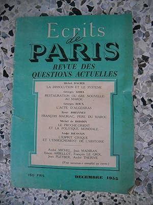 Image du vendeur pour Ecrits de Paris - Revue des questions actuelles - N. 133 - Decembre 1955 mis en vente par Frederic Delbos