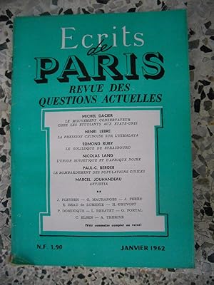 Bild des Verkufers fr Ecrits de Paris - Revue des questions actuelles - N. 200 - Janvier 1962 zum Verkauf von Frederic Delbos