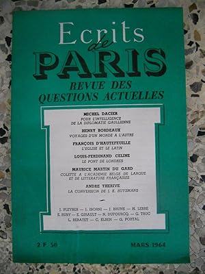 Bild des Verkufers fr Ecrits de Paris - Revue des questions actuelles - N. 224 - Mars 1964 zum Verkauf von Frederic Delbos