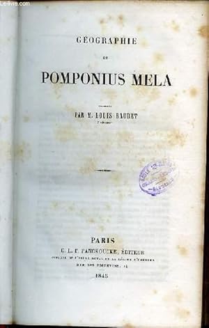 Image du vendeur pour GEOGRAPHIE DE POMPONIUS MELA. mis en vente par Le-Livre