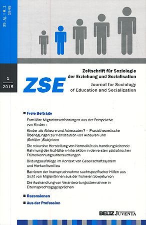 Zeitschrift für Soziologie der Erziehung und Sozialisation 35. Jg., Heft 1 (ZSE).