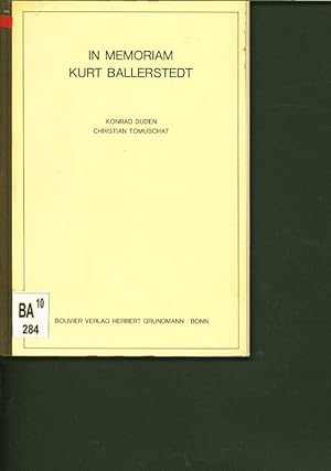 Bild des Verkufers fr In memoriam Kurt Ballerstedt. Alma mater, Nr. 46. zum Verkauf von Antiquariat Bookfarm