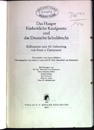 Seller image for Das Haager einheitliche Kaufgesetz und das deutsche Schuldrecht. Freiburger rechts- und staatswissenschaftliche Abhandlungen; Bd. 35 for sale by books4less (Versandantiquariat Petra Gros GmbH & Co. KG)