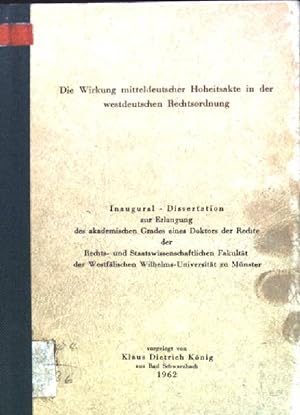 Seller image for Die Wirkung mitteldeutscher Hoheitsakte in der westdeutschen Rechtsordnung for sale by books4less (Versandantiquariat Petra Gros GmbH & Co. KG)