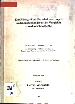 Bild des Verkufers fr Der Rckgriff bei Unterhaltsleistungen im franzsischen Recht im Vergleich zum deutschen Recht zum Verkauf von books4less (Versandantiquariat Petra Gros GmbH & Co. KG)