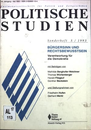 Bild des Verkufers fr Brgersinn und Rechtsbewusstsein: Verantwortung fr die Demokratie. Politische Studien, Sonderheft 5/1993; zum Verkauf von books4less (Versandantiquariat Petra Gros GmbH & Co. KG)