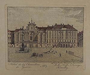 Bild des Verkufers fr k.k. Hof-Kriegs-Kanzley. Altkolorierter Kupferstich aus Geisler "Ansichten-Sammlung der berhmtesten Pallste, Gebude und der schnsten Gegenden von und um Wien" Wien 1812, 8 x 11 cm zum Verkauf von Antiquariat Johannes Mller