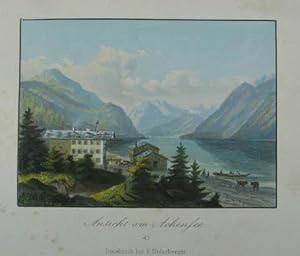 Ansicht am Achenseee. Altkolorierter Stahlstich aus F. Unterberger "Ansichten von Tirol" Innsbruc...