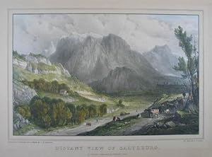 Distant view of Saltzburg. Kolorierte Lithographie v. T. S. Cooper nach C. F. Tomkins u. J. R. Pl...