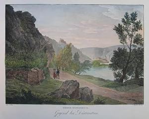 Gegend bei Dürrenstein. Kolorierte Lithographie n. J. Alt aus Kunike "Donau-Ansichten nach dem La...