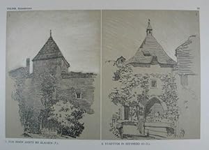 Bild des Verkufers fr Lithographie v. E. Thumb aus "Reiseskizzen aus Nieder-sterreich Ober-sterreich und Tirol" Wien Schroll 1908, jew. 17,5 x 13,3 cm zum Verkauf von Antiquariat Johannes Mller