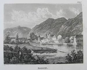 Hallein. Stahlstich aus Schmidl "Handbuch für Reisende" Stuttgart 1840, 7,5 x 10 cm