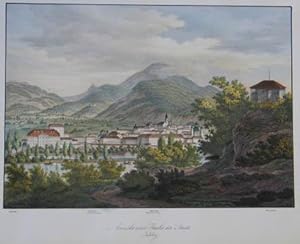 Ansicht eines Theiles der Stadt Salzburg. Kolorierte Lithographie aus Adam / Hellmuth "Ansichten ...