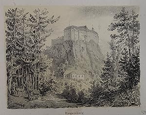 Bild des Verkufers fr Riegersburg. Tonlithographie aus Kaiser "Steiermrkische Ansichten" Graz 1839-58, 8,5 x 11 cm zum Verkauf von Antiquariat Johannes Mller