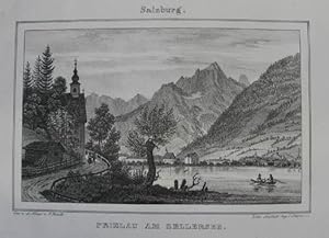 Prielau am Zellersee. Lithographie bei Oberer nach Georg Pezolt, Salzburg um 1838, 9,5 x 15,5 cm