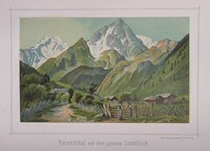 Seller image for Rauristhal mit dem grossen Sonnblick. Chromolithographie aus Gerasch "Die sterreichische Gebirgswelt" Graz 1887-94, 9,5 x 15,5 cm for sale by Antiquariat Johannes Mller