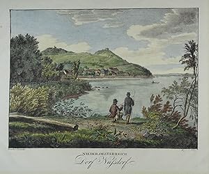 Nieder-Oesterreich. Dorf Nußdorf. Kolorierte Lithographie n. J. Alt aus Kunike "Donau-Ansichten n...