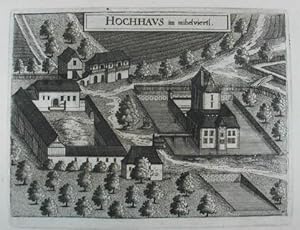 Imagen del vendedor de Hochhaus im mihelviertl. Kupferstich aus G. M. Vischer "Topographia Austriae Superioris Modernae" 1674, 14,5 x 20 cm a la venta por Antiquariat Johannes Mller