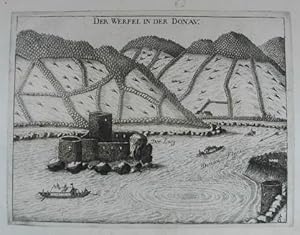 Der Werfel in der Donau. Kupferstich aus G. M. Vischer "Topographia Austriae Superioris Modernae"...