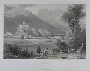 Kufstein. Stahlstich aus J. F. Lentner "Album aus Süd- und Nord-Tirol" Salzburg Baldi 1853, 11 x ...