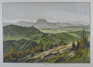 Bild des Verkufers fr Wolfsegg. Kolorierter Holzstich v. F. Weigand Wien 1889, 13 x 19 cm zum Verkauf von Antiquariat Johannes Mller