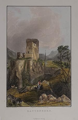 Seller image for Rattenberg. Kolorierter Stahlstich v. R. Young nach Franz Barbarini aus Weidmann "Panorama der Oesterreichischen Monarchie" Pest 1839/40, 15,5 x 10 cm for sale by Antiquariat Johannes Mller