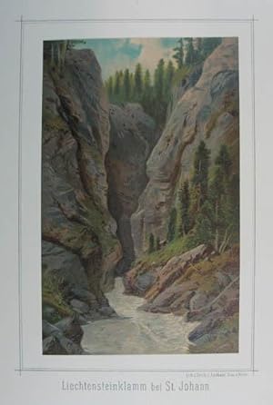 Imagen del vendedor de Liechtensteinklamm bei St. Johann. Chromolithographie aus Gerasch "Die sterreichische Gebirgswelt" Graz 1887-94, 15,5 x 9,5 cm a la venta por Antiquariat Johannes Mller