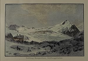 Seller image for Goldberg - Knappenhaus, Goldberggletscher. Kolorierter Holzstich 1887, 8 x 12 cm for sale by Antiquariat Johannes Mller