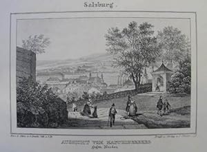 Aussicht vom Kapuzinerberg gegen Norden. Lithographie v. Stießberger aus Pezolt "Die interessante...