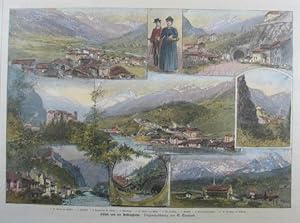 Bild des Verkufers fr Bilder von der Arlbergbahn. Kolorierter Holzstich n. G. Eberhard 1884, 22 x 32 cm zum Verkauf von Antiquariat Johannes Mller