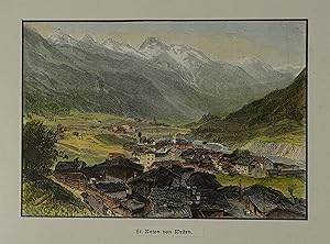 Bild des Verkufers fr St. Anton von Westen. Kolorierter Holzstich 1884, 8,5 x 12,5 cm zum Verkauf von Antiquariat Johannes Mller