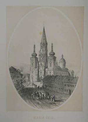 Bild des Verkufers fr Maria Zell. Tonlithographie aus Reichert "Einst und jetzt" Graz 1863-66, 18 x 13,5 cm zum Verkauf von Antiquariat Johannes Mller