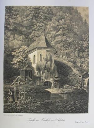 Bild des Verkufers fr Kapelle im Friedhofe zu Hallstatt. Getnte Lithographie v. W. Lehmann aus Faust "Poligrafisch-illustrierte Zeitschrift" Wien 1855, 25 x 19,5 cm zum Verkauf von Antiquariat Johannes Mller