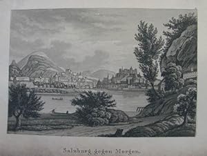 Salzburg gegen Morgen. Aquatinta bei Vesco, Salzburg um 1835, 7,5 x 11 cm