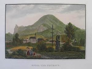 Gnigl und Neuhaus. Kolorierter Stahlstich aus "Album vom Salzburger Alpenlande" um 1850, 6,5 x 9,...