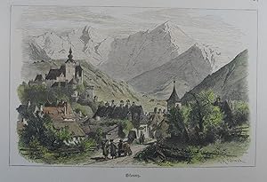 Bild des Verkufers fr Eisenerz. Kolorierter Holzstich v. Closs nach R. Pttner aus "Wanderungen durch Steiermark und Krnten". Stuttgart, Krner um 1880, 12 x 19 cm zum Verkauf von Antiquariat Johannes Mller