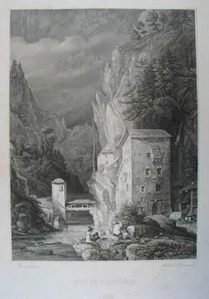 Seller image for Finstermuenz Tyrol. Stahlstich n. Frommel aus Frommel / Lewald "Tyrol und seine naechsten Umgebungen" Carlsruhe 1842, 29 x 21 cm for sale by Antiquariat Johannes Mller